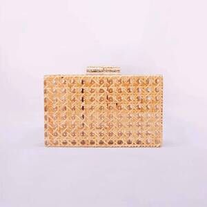 NEW TOSS DESIGNS women's clear box clutch bag in tan cane